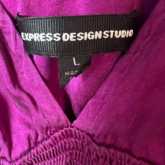 Express Silk Purple & Silver Floral V-Neck Spaghetti Strap Slip Dress Size L - Picture 2 of 7